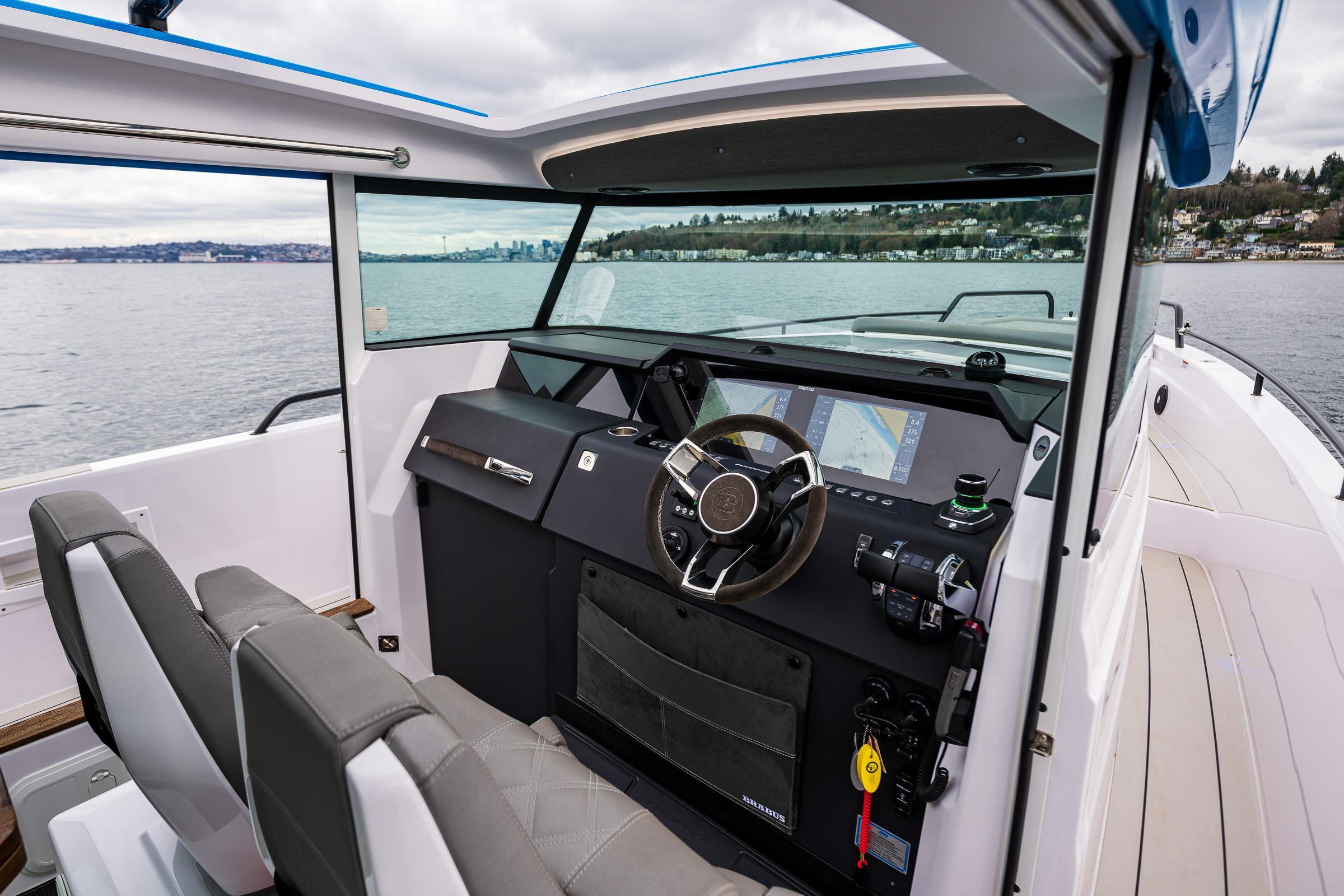 Axopar-37xc  Wetbar 2021-AQVAVIT WA-US-2021 Axopar 37xc Wetbar boat interior with modern helm and navigation system.-9703795 | Thumbnail