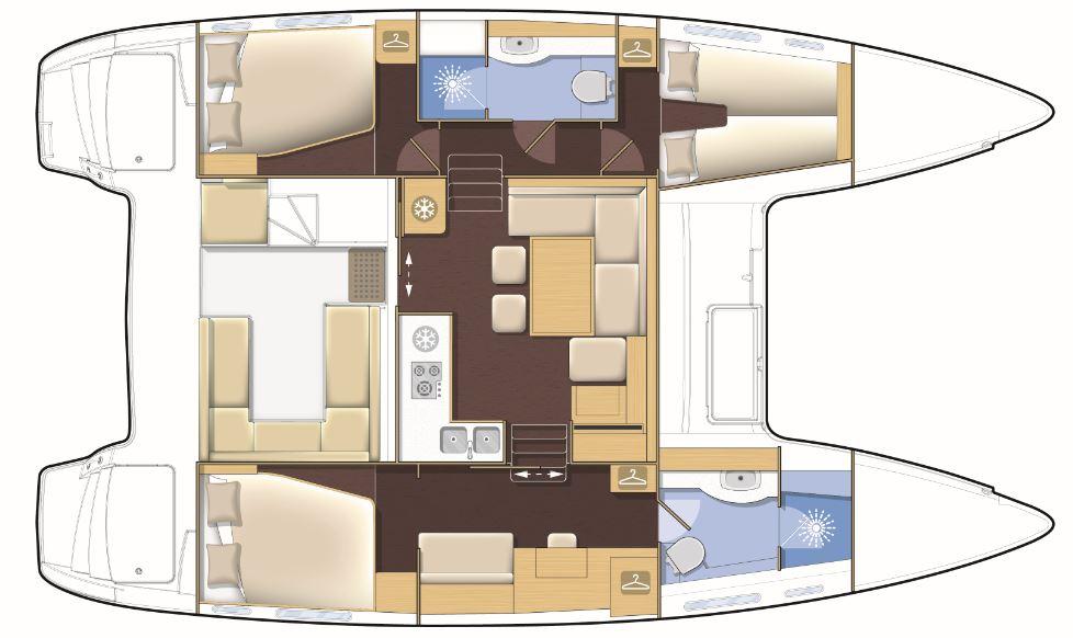 Lucy In The Sky Yacht Photos Pics Manufacturer Provided Image: Lagoon 400 S2 3 Cabin 2 Bathroom Layout Plan