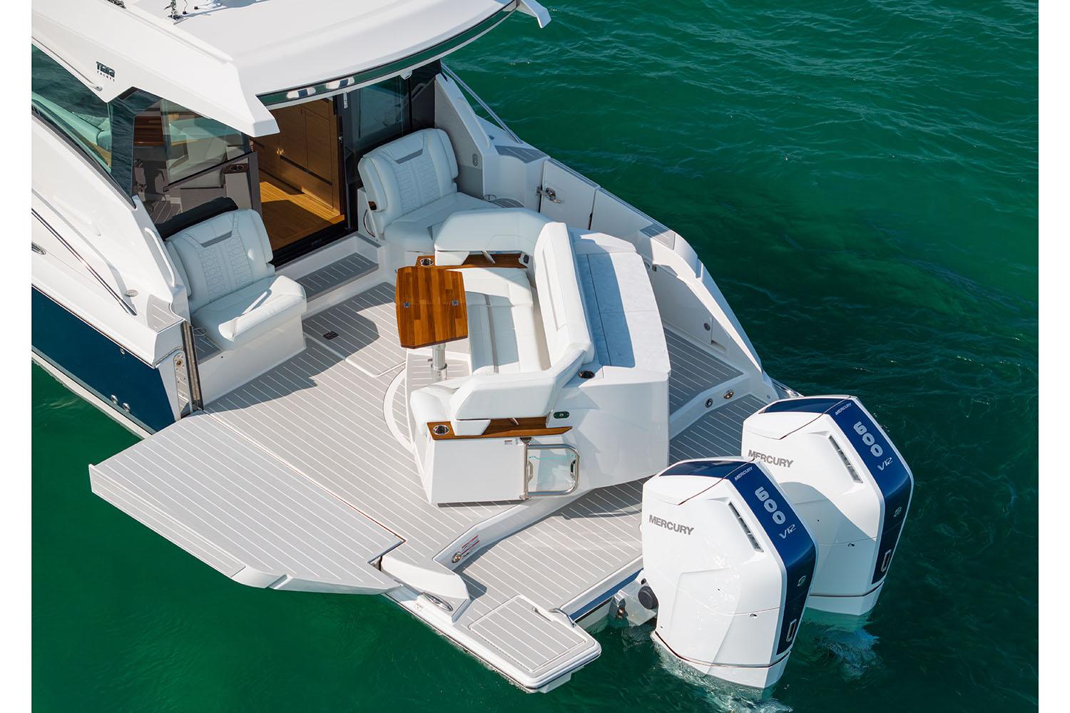 Manufacturer Provided Image: 2025 Tiara Yachts 43 LE with dual Mercury engines on turquoise water.