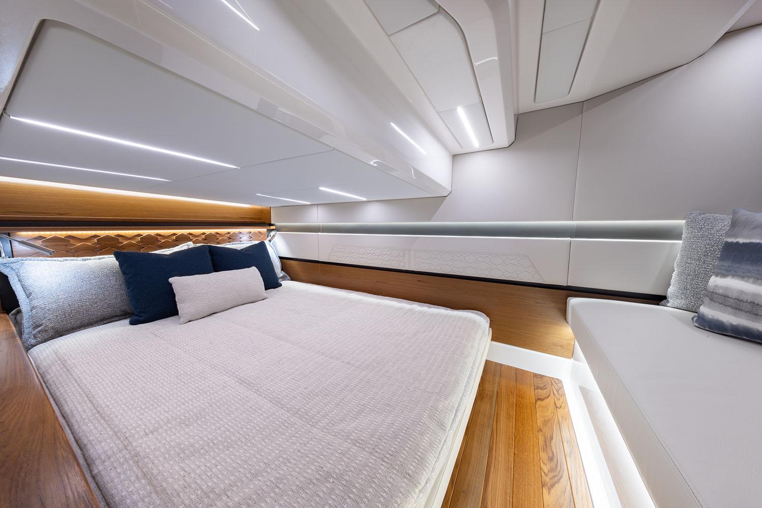 Manufacturer Provided Image: Luxurious interior of 2025 Tiara Yachts 43 LE, featuring a modern bedroom design.