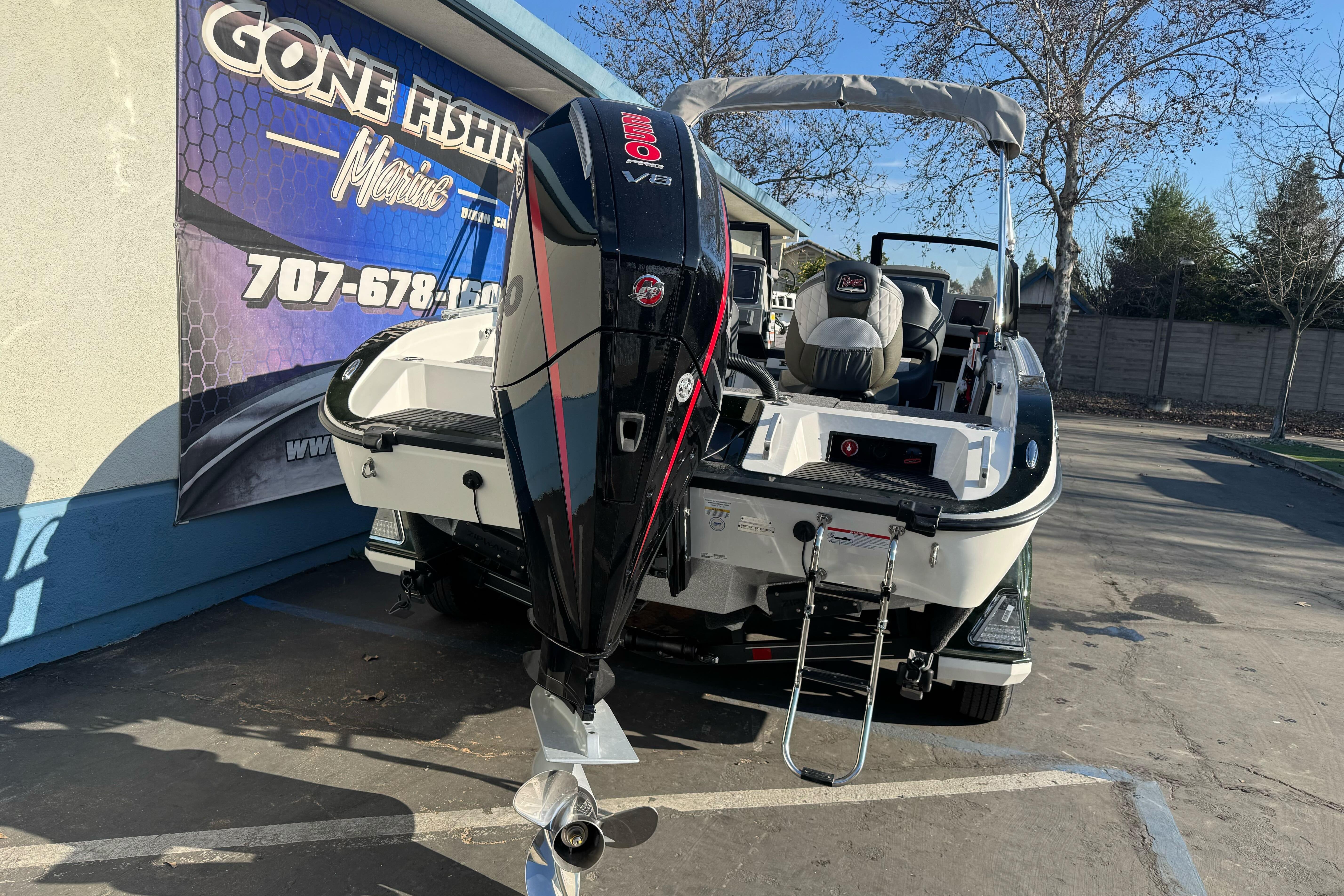 2026 Ranger 620xFS Pro boat with powerful V8 engine, parked at Gone Fishing Marine.