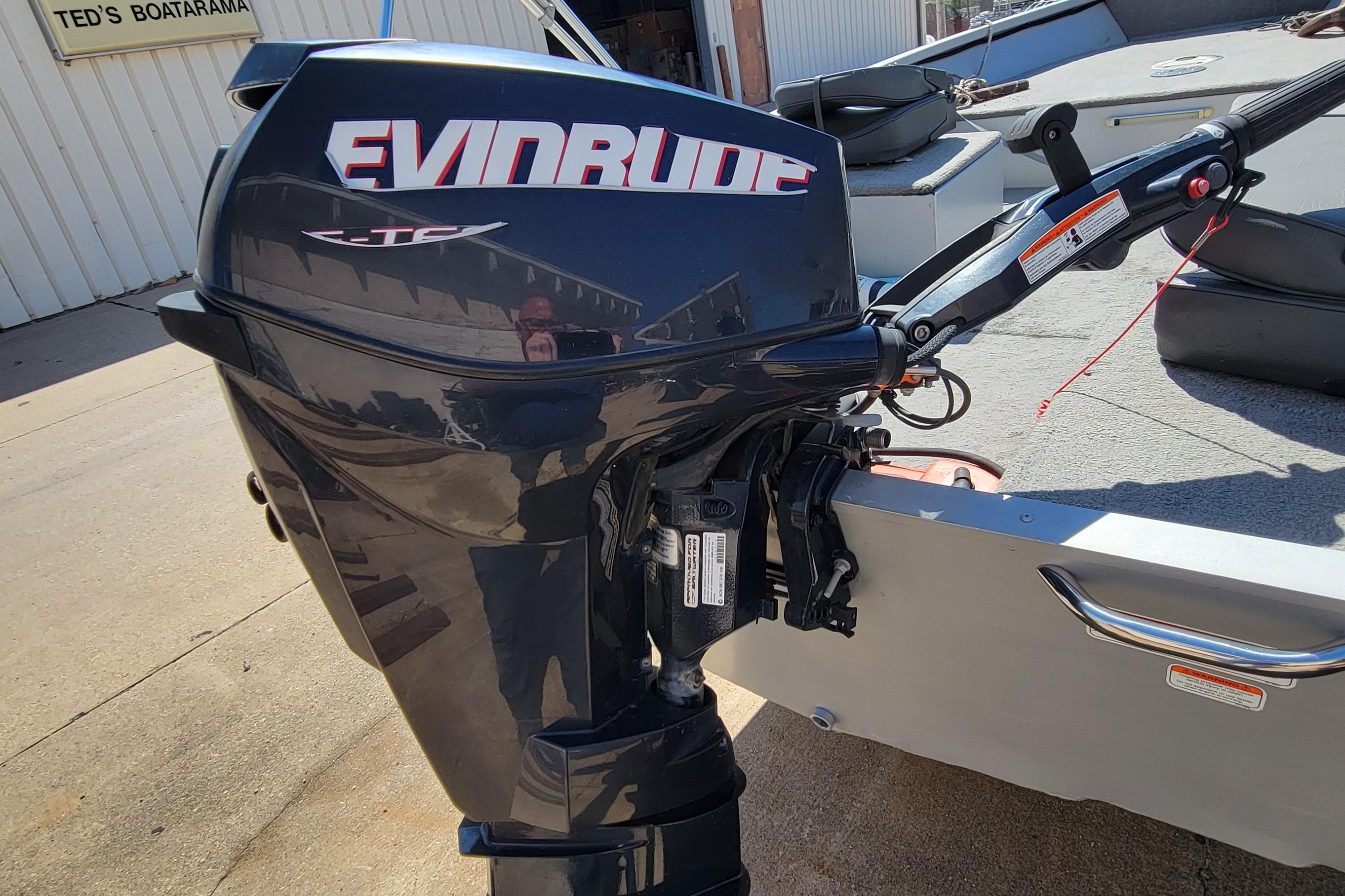 2010 Tracker Guide V 15 Laker with Evinrude outboard motor at Ted's Boatarama.