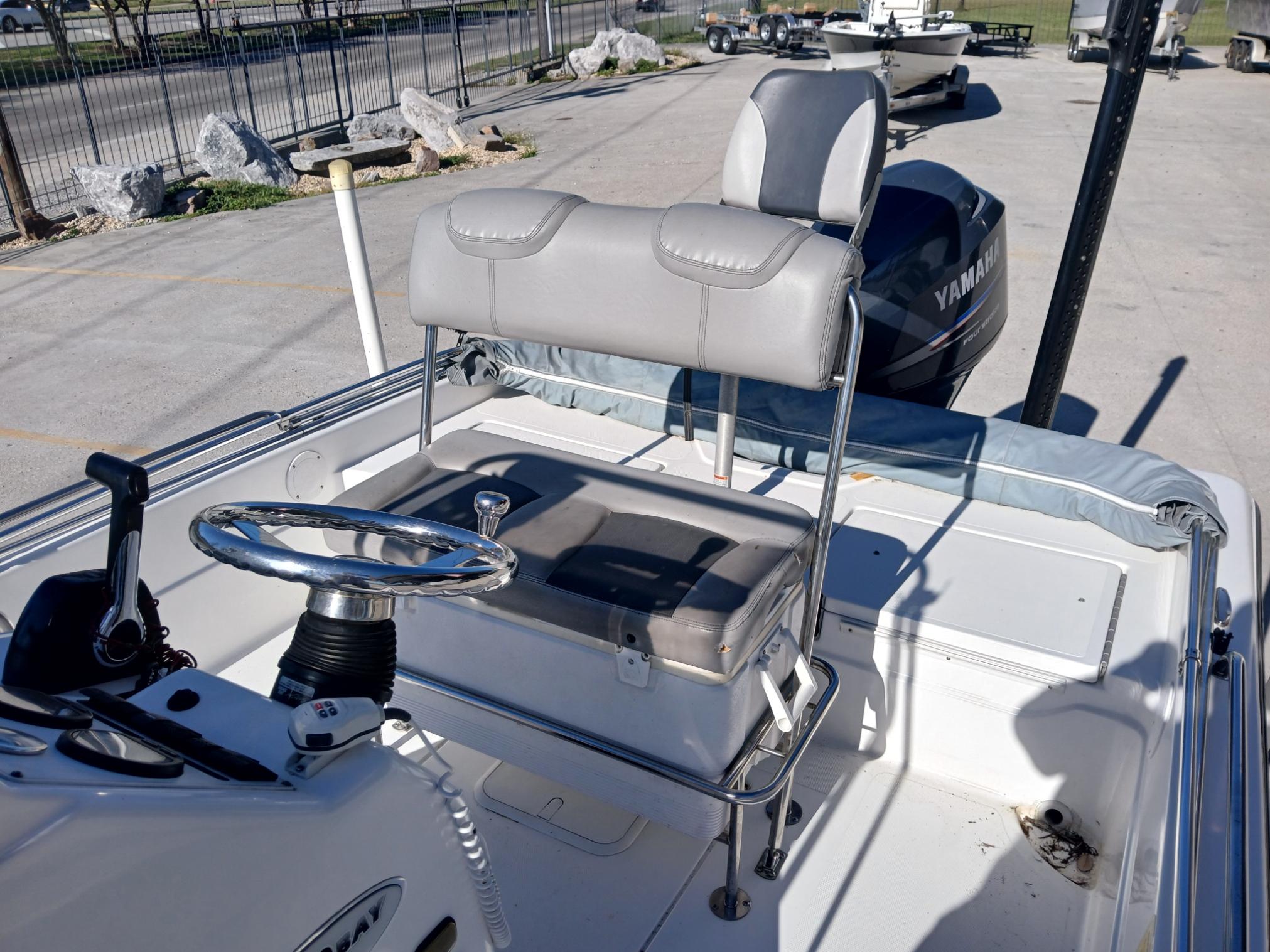 2008 Skeeter 20 ZX boat interior with steering wheel and seating.