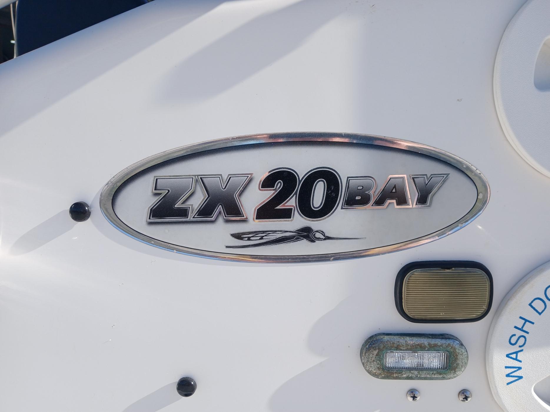 2008 Skeeter 20 ZX boat emblem with 'ZX 20 Bay' logo detail.