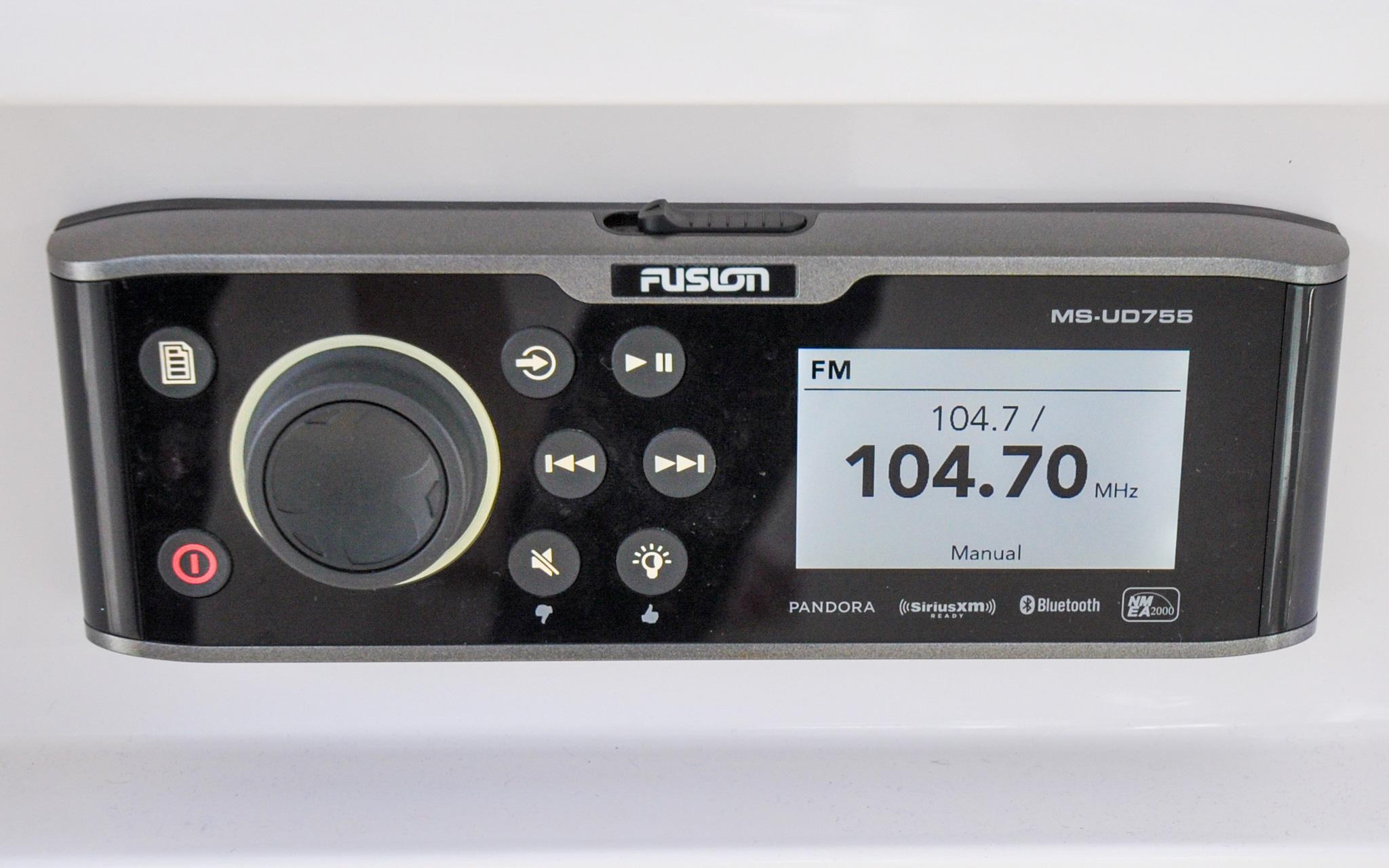 Castina Yacht Photos Pics Horizon 65PC - Castina - Flybridge - Helm Station - Fusion Stereo Receiver