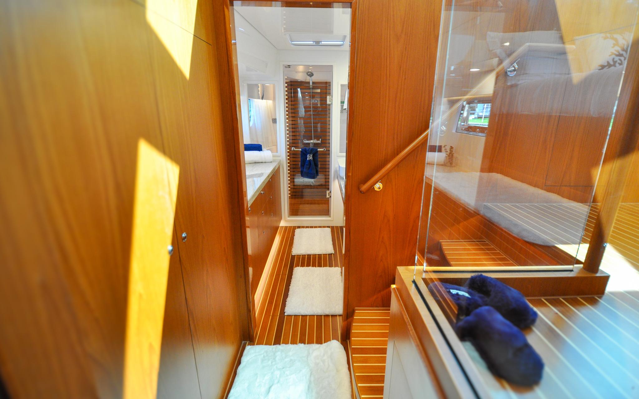 Castina Yacht Photos Pics Horizon 65PC - Castina - Owners Cabin - Companionway to Shower