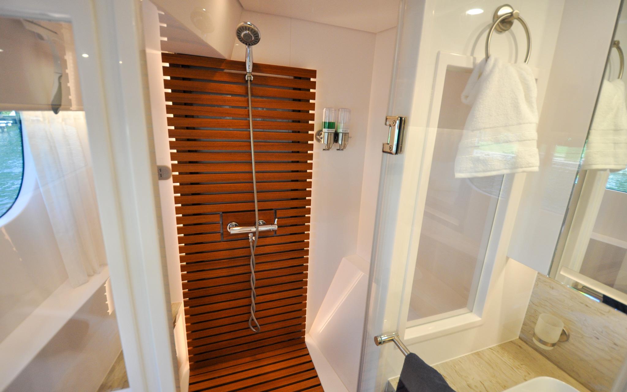 Castina Yacht Photos Pics Horizon 65PC - Castina - Owners Cabin - Shower Compartment - Custom Shower