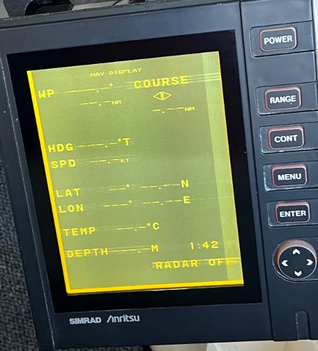 Simrad Anritsu navigation display on 1997 Carver 350 Mariner boat.