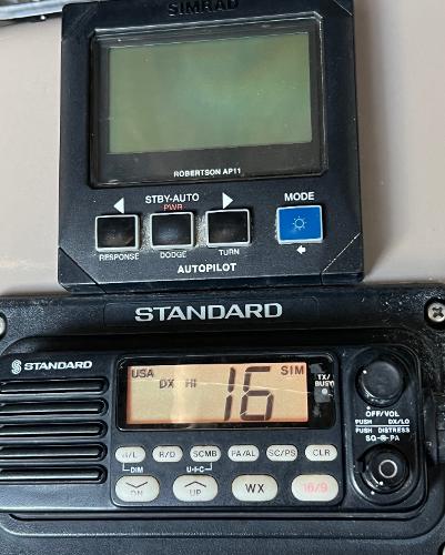 Simrad autopilot and Standard marine radio on a 1997 Carver 350 Mariner.