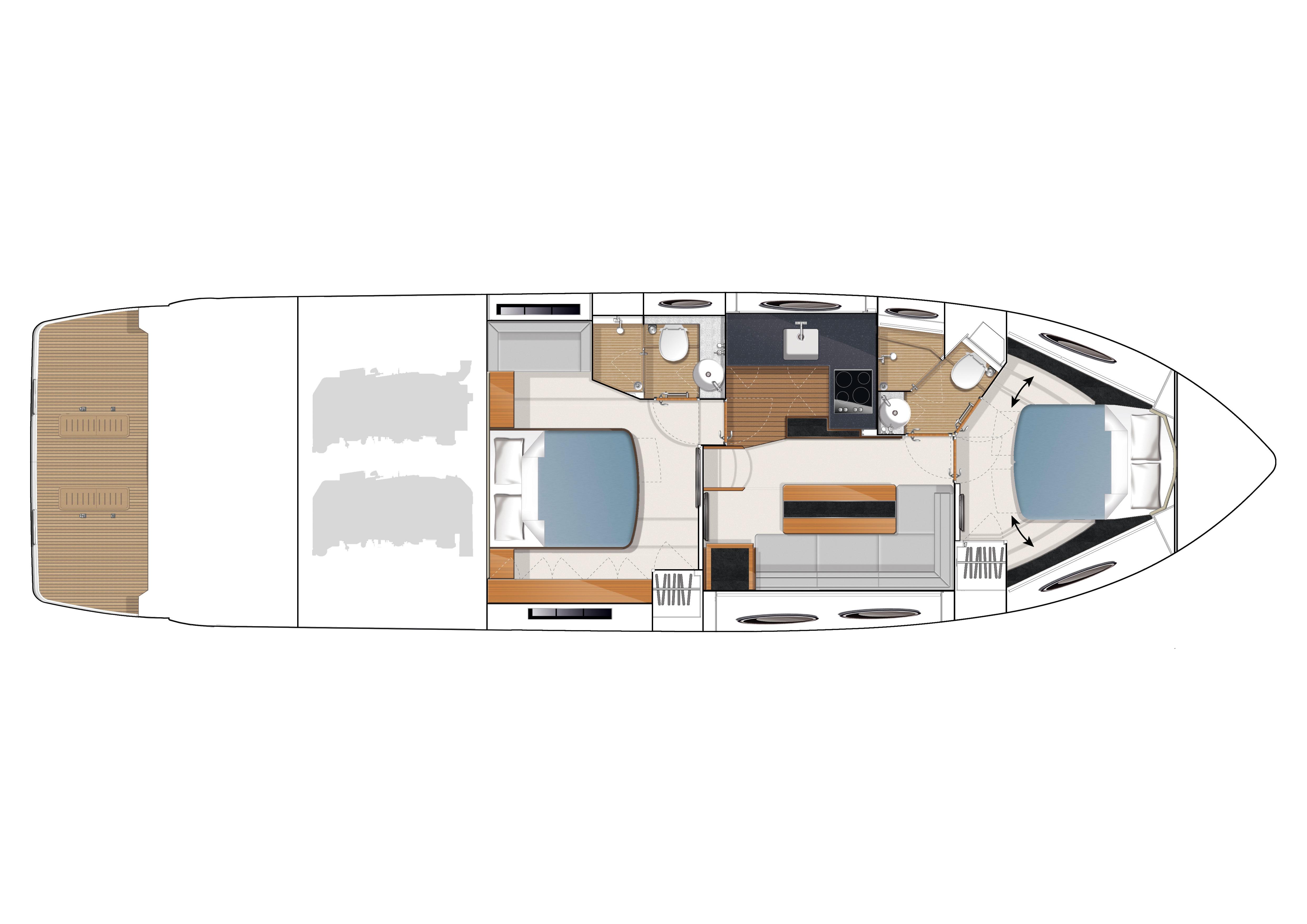 Manufacturer Provided Image: Princess V52 Lower Accommodation Layout