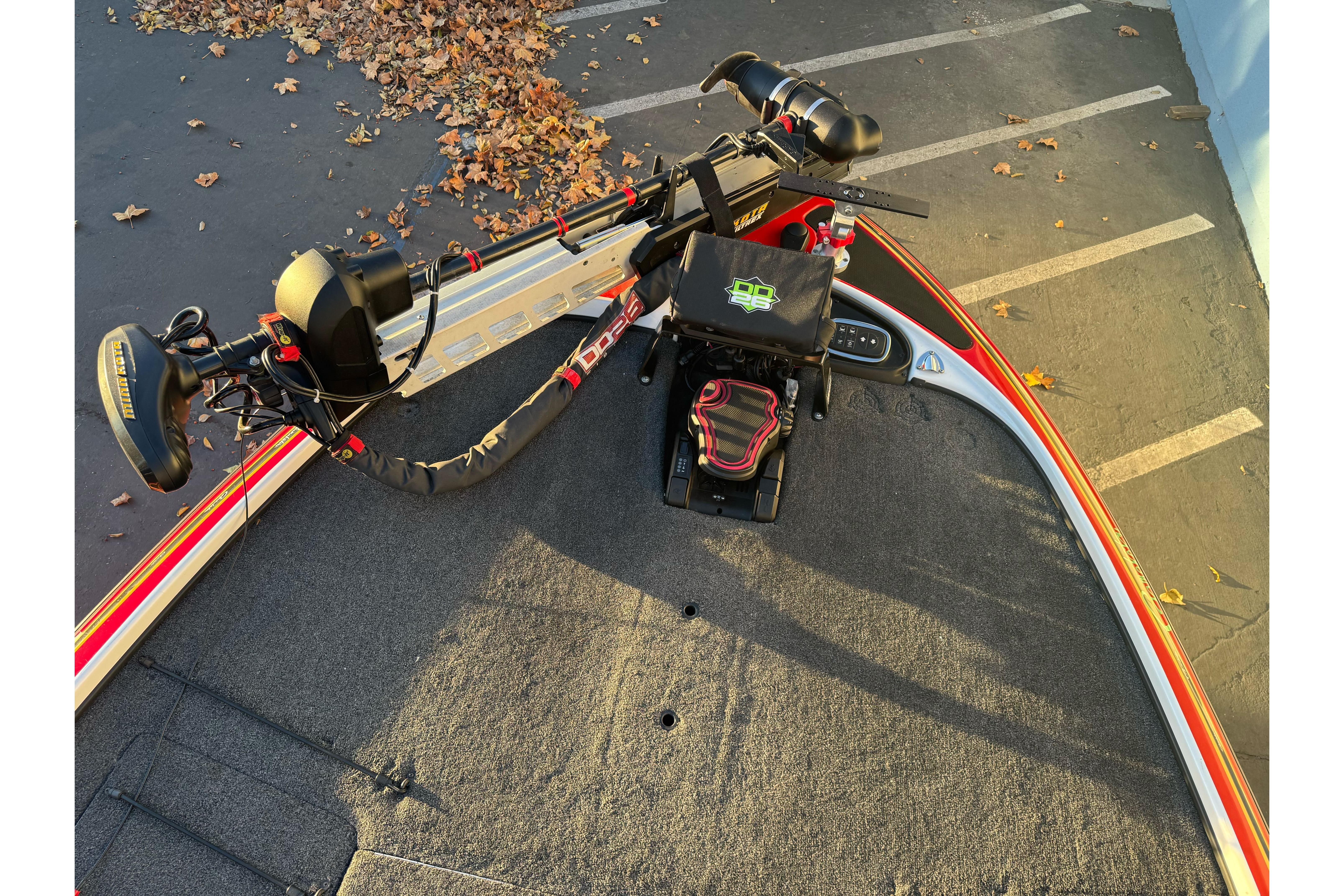 2011 Nitro Z-9 DC boat deck with trolling motor and control panel.