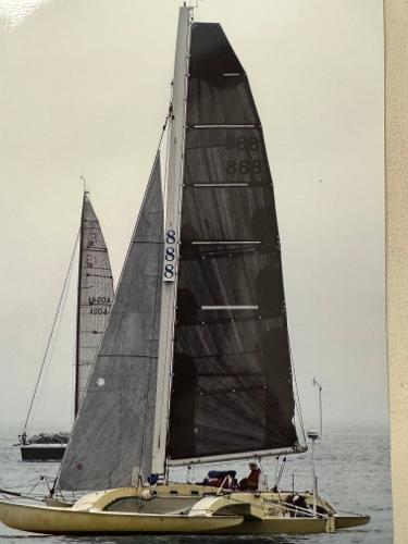 Sailing yacht "Greene Marine 35 Acapella" from 1982 on open water.