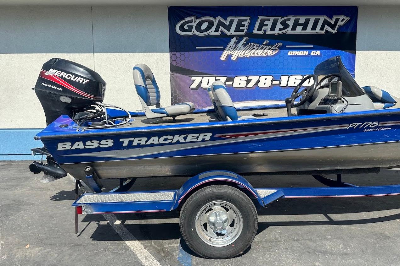 2005 Bass Tracker Pro Team 175 boat with Mercury engine, displayed at Gone Fishin' Marine.
