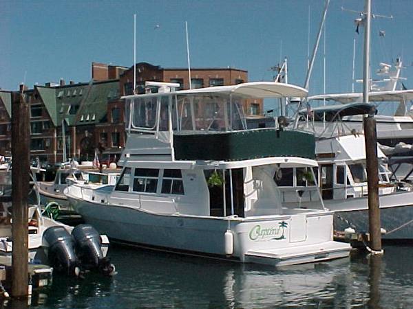 Stern to Port View of Hard top, Aft Bimini, Weahter Curtain