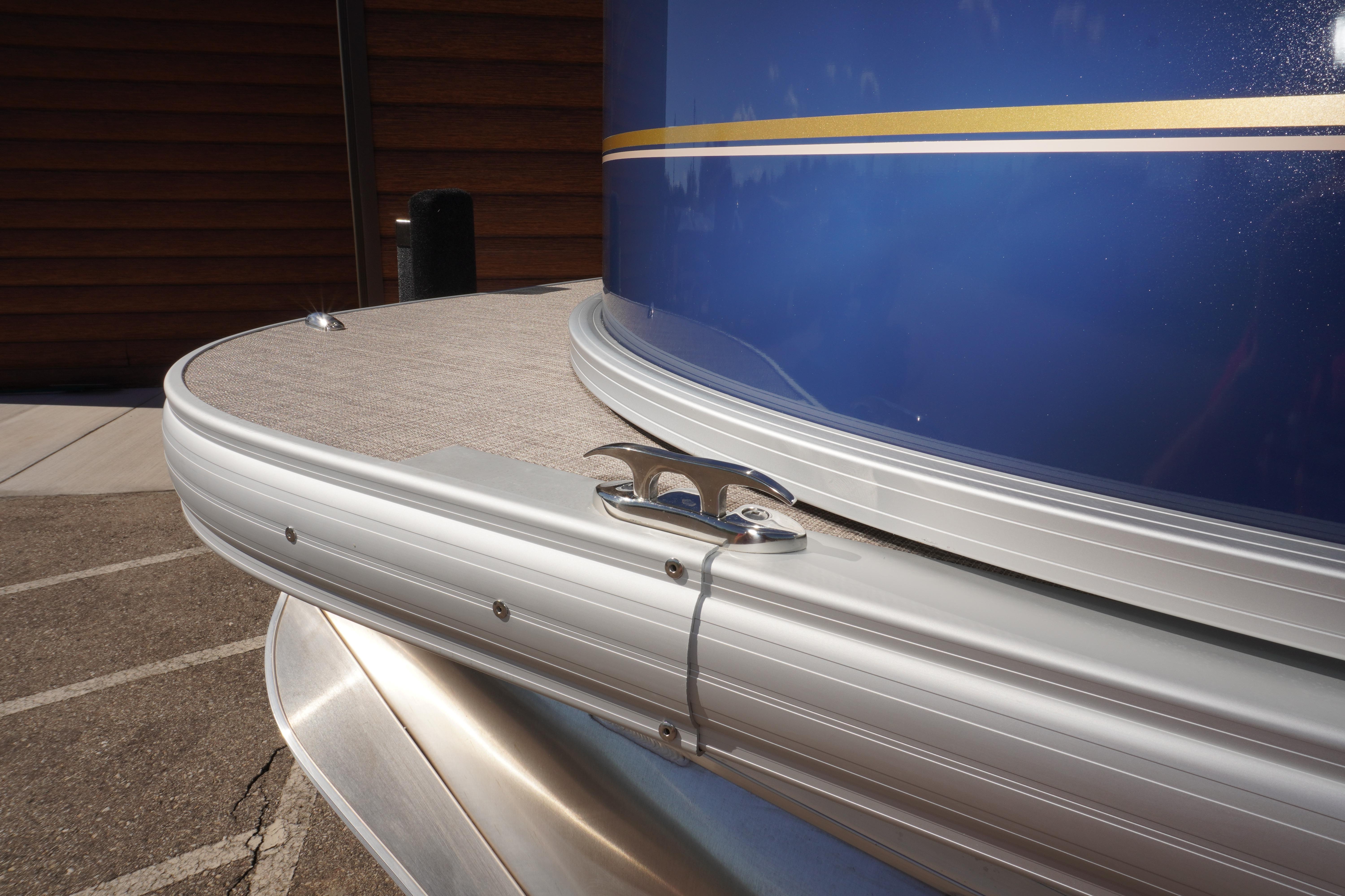 2025 Sun Tracker Bass Buggy 16 XL Select pontoon boat detail, featuring sleek design elements.