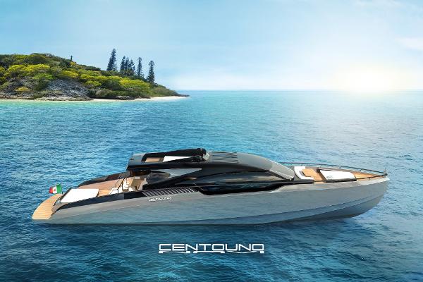 Custom Centouno 90 Forza - Exterior starboard profile on water
