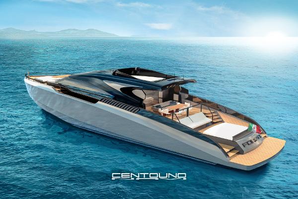 Custom Centouno 90 Forza - Exterior port profile on water