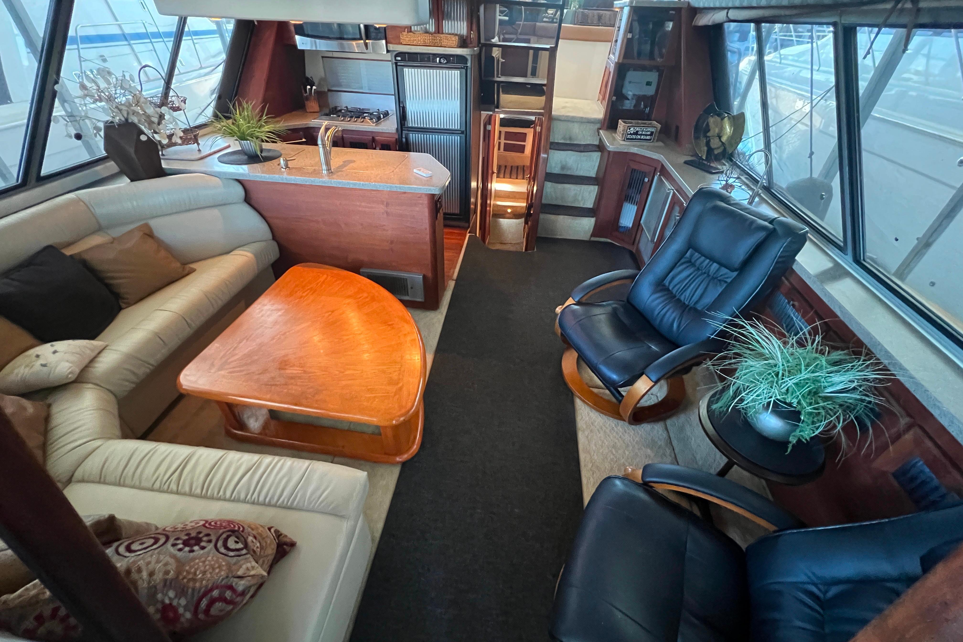 Salon with cozy seating and modern amenities.