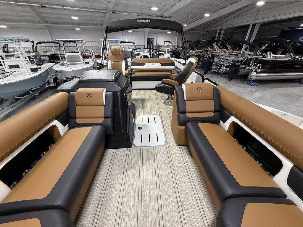 2025 Premier 230 Solaris RL pontoon boat interior with luxurious seating and modern design.