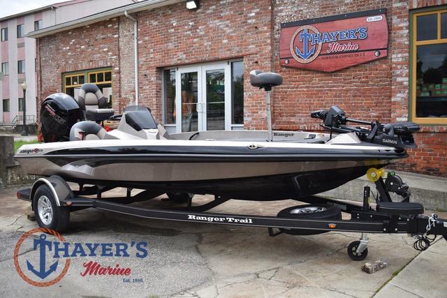 2025 Ranger Z185 boat on trailer at Thayer's Marine dealership.