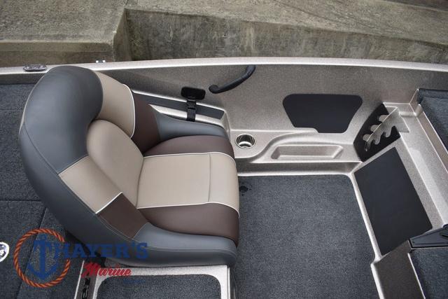 2025 Ranger Z185 boat interior with cushioned seat and storage compartments.