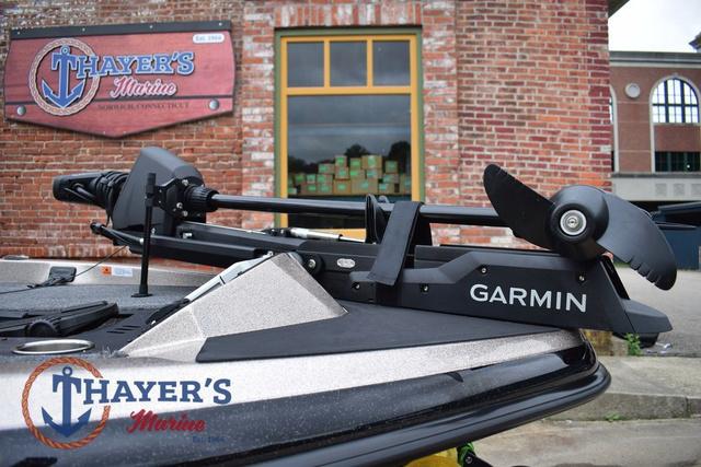2025 Ranger Z185 boat with Garmin equipment at Thayer's Marine, brick building background.
