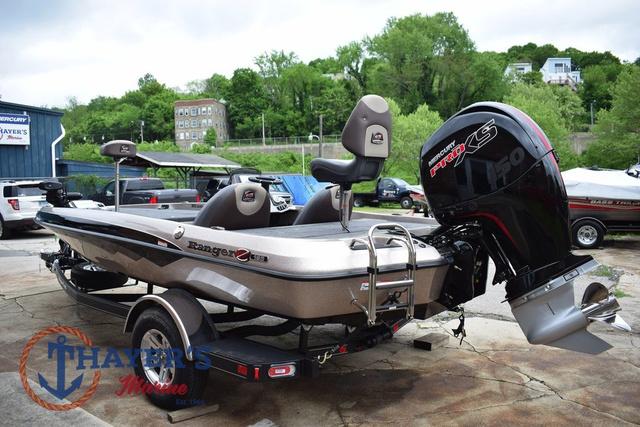 2025 Ranger Z185 boat with powerful outboard motor, parked outdoors on a trailer.