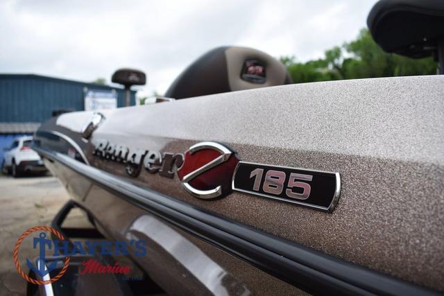 2025 Ranger Z185 boat close-up with logo and branding details.