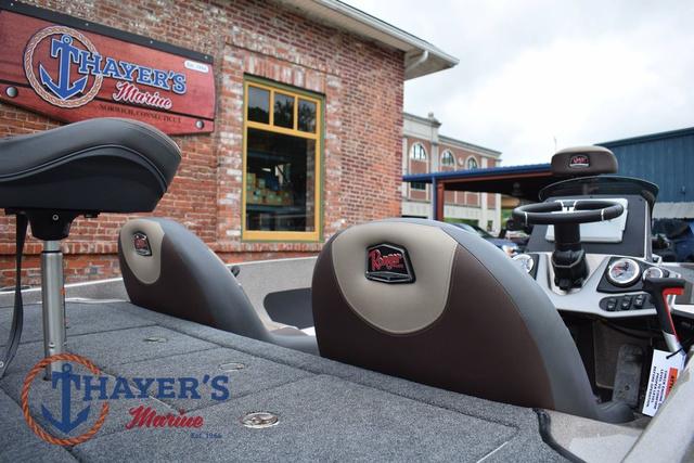 2025 Ranger Z185 boat interior at Thayer's Marine, featuring comfortable seating and modern controls.