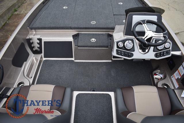 Interior view of a 2025 Ranger Z185 boat with modern dashboard and seating.