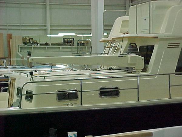 At Sabre Yachts - Dinghy Davit view