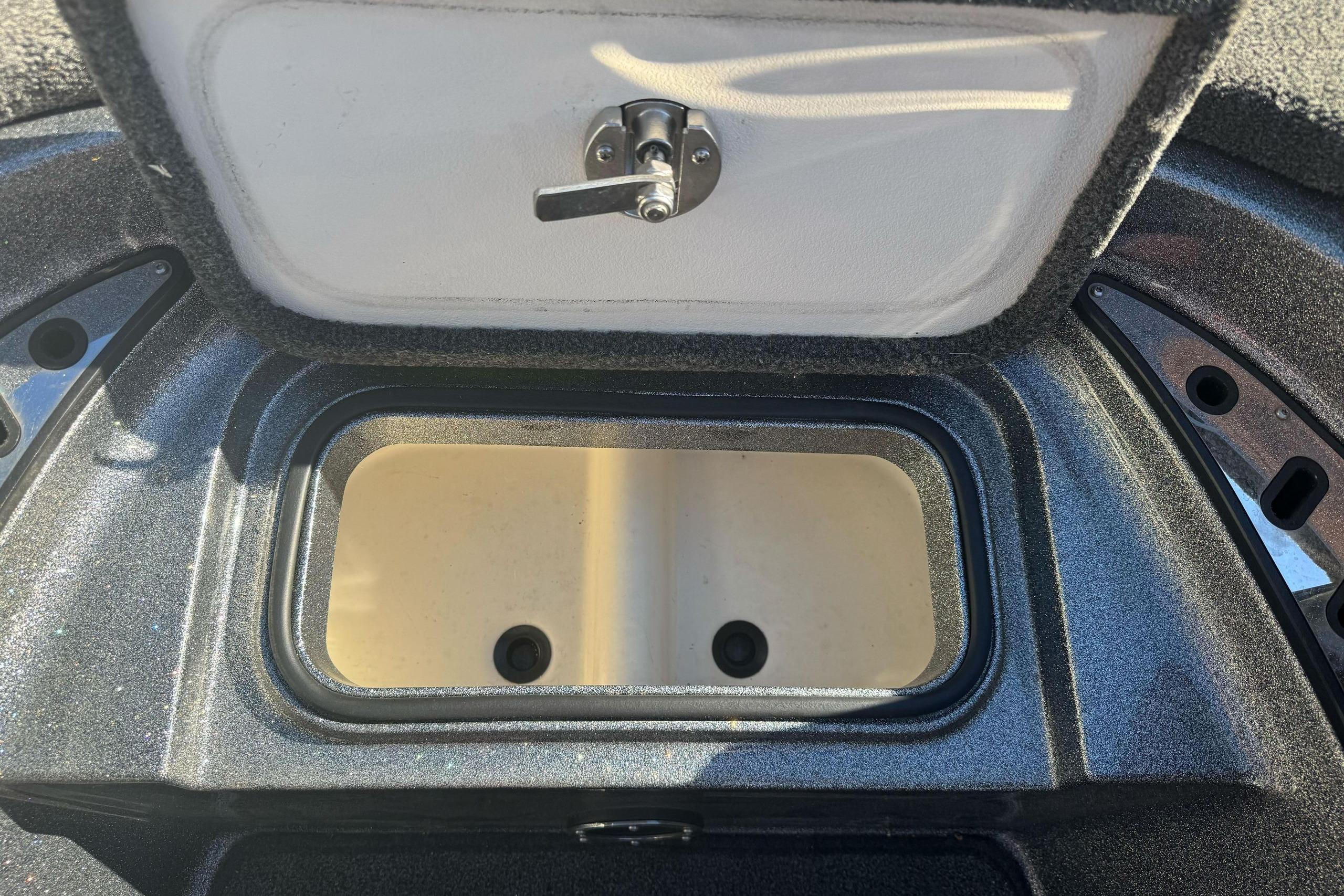 2020 Ranger Z521C Ranger Cup Equipped boat storage compartment with open lid.
