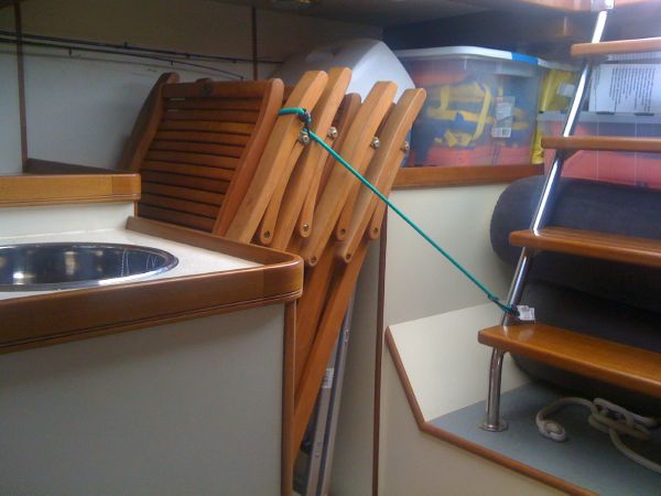 Sink in lazarette, lots of storage