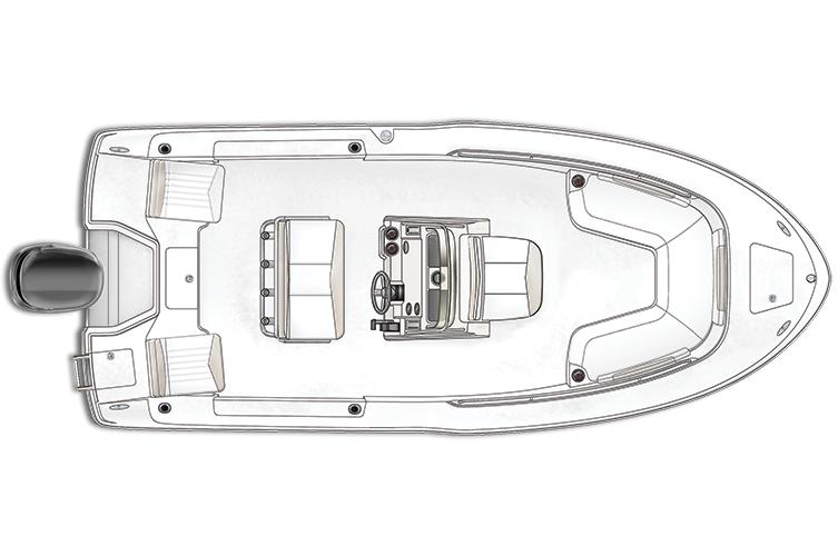 Manufacturer Provided Image: Top view of a 2016 Robalo R200 Center Console boat layout.