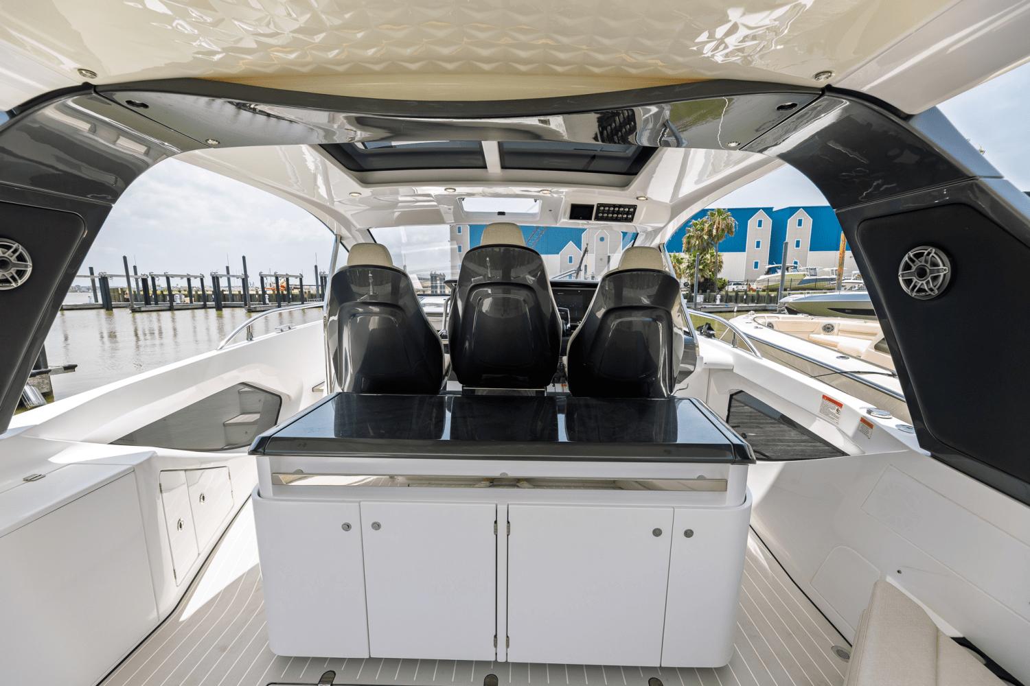 Azimut-AZ42 VERVE 2023-Shee-naughty TX-US-2023 Azimut AZ42 VERVE luxury yacht interior with sleek seating and modern design.-9104707 | Thumbnail