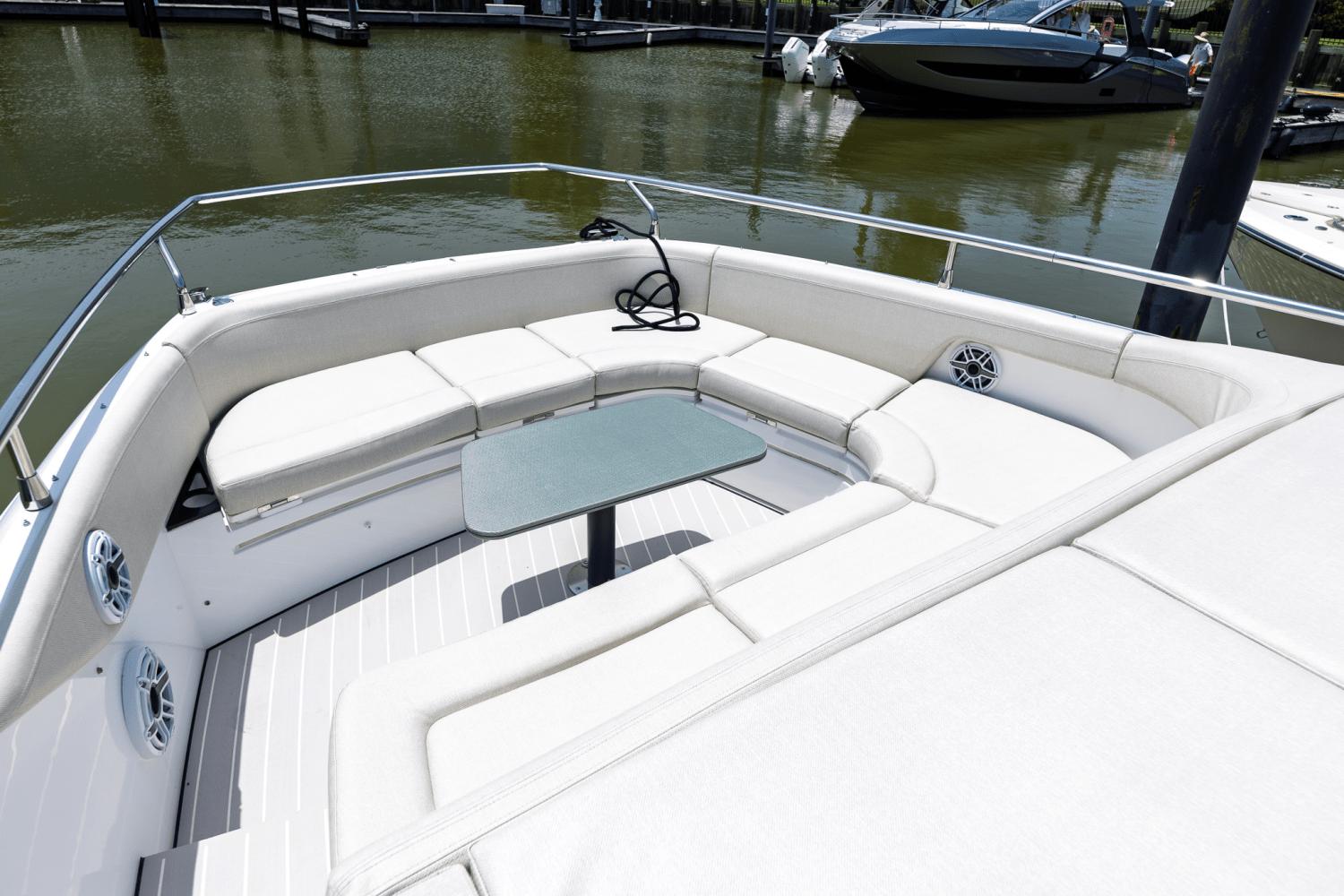 Azimut-AZ42 VERVE 2023-Shee-naughty TX-US-Luxurious seating area on 2023 Azimut AZ42 VERVE yacht, featuring elegant white cushions.-9104707 | Thumbnail