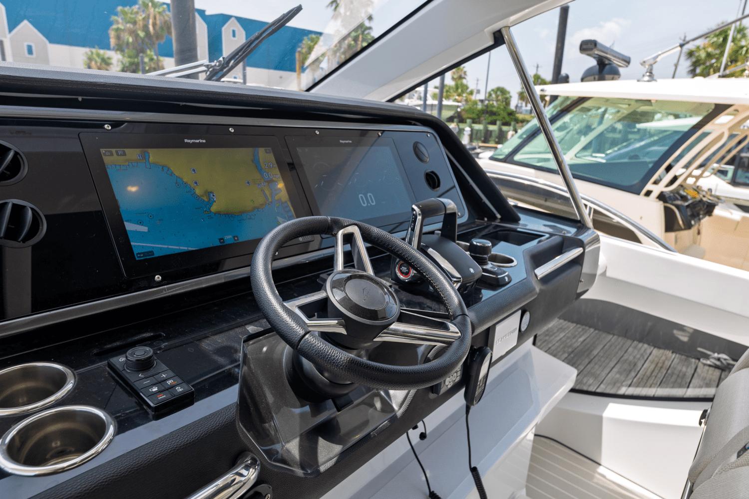 Azimut-AZ42 VERVE 2023-Shee-naughty TX-US-2023 Azimut AZ42 VERVE yacht cockpit with modern navigation system and steering wheel.-9104707 | Thumbnail