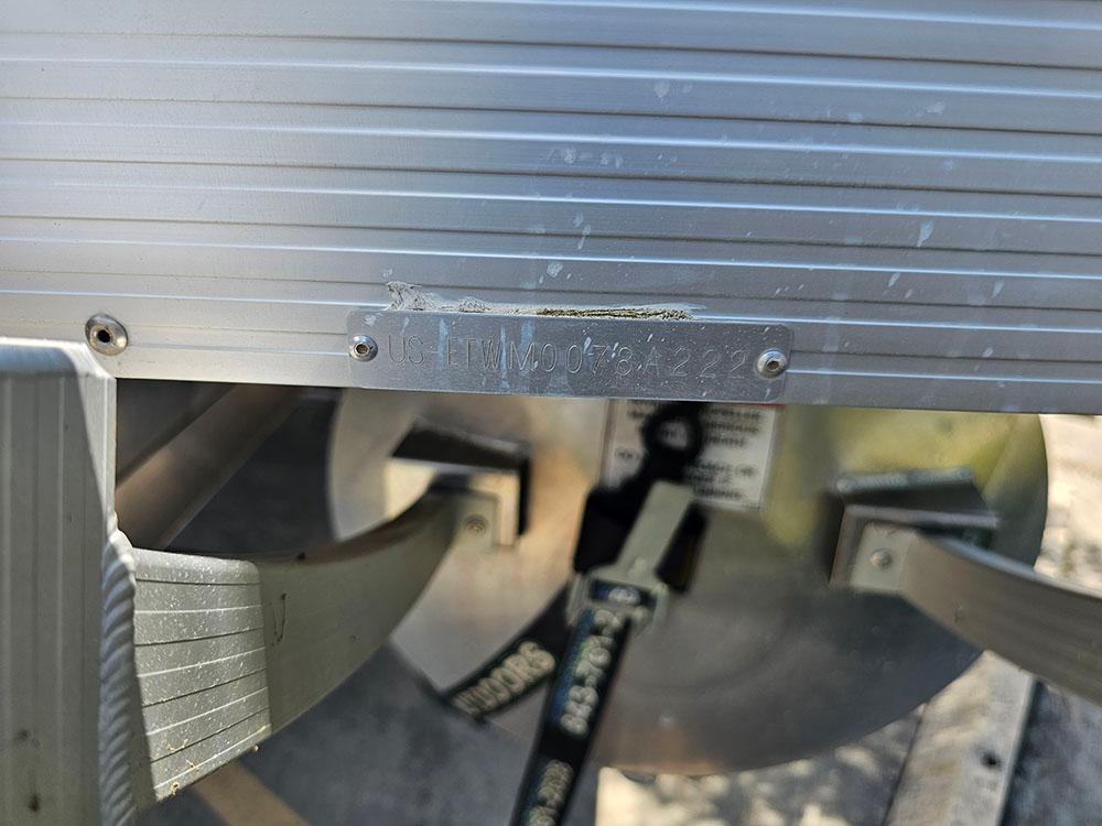 2022 Bennington 22 SXSB boat identification plate with serial number.