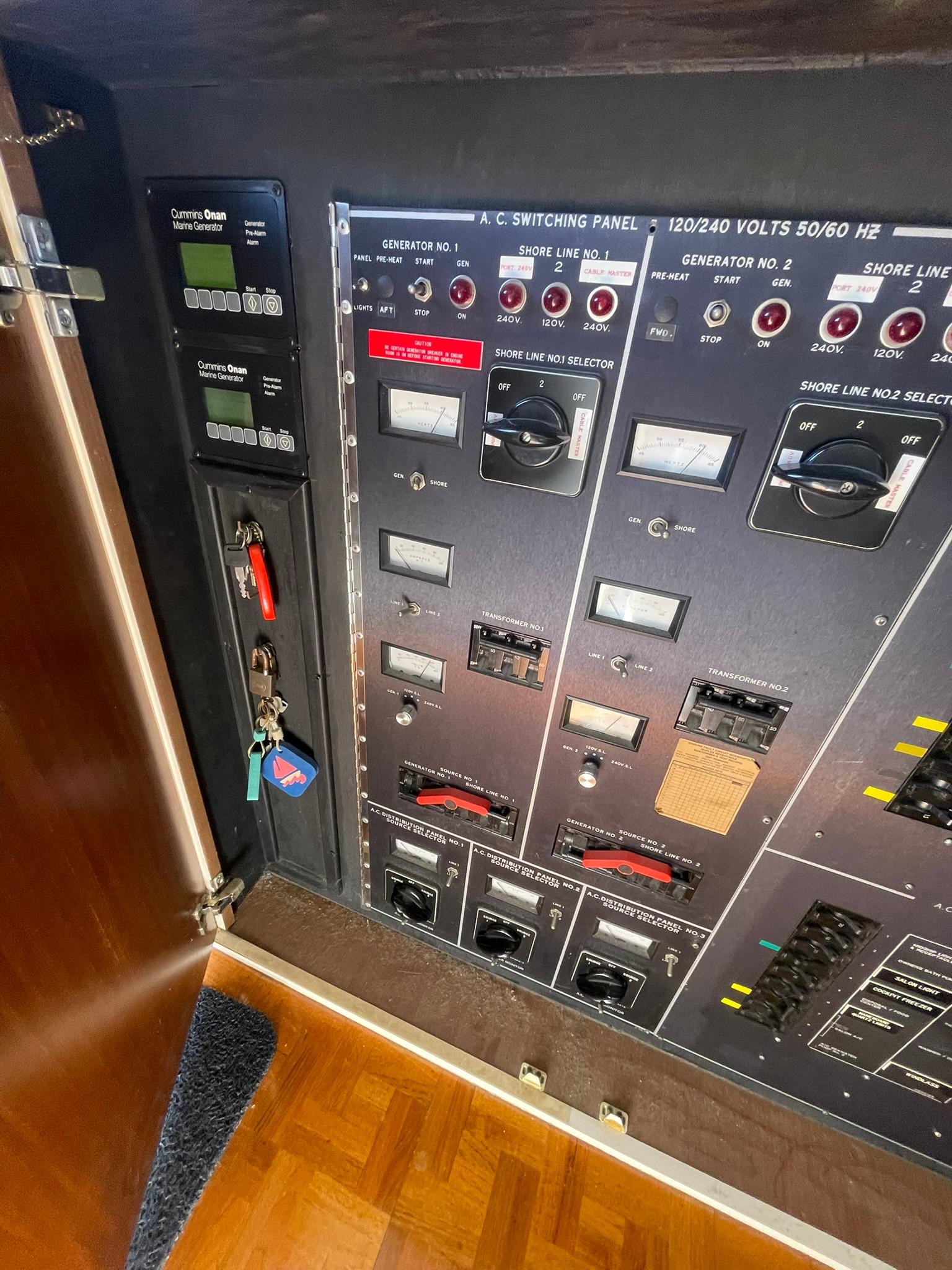 Hatteras-80 Cockpit Motor Yacht 1989-GENTLE BEN VA-US-Electrical control panel on a 1989 Hatteras 80 Cockpit Motor Yacht.-9784968 | Thumbnail
