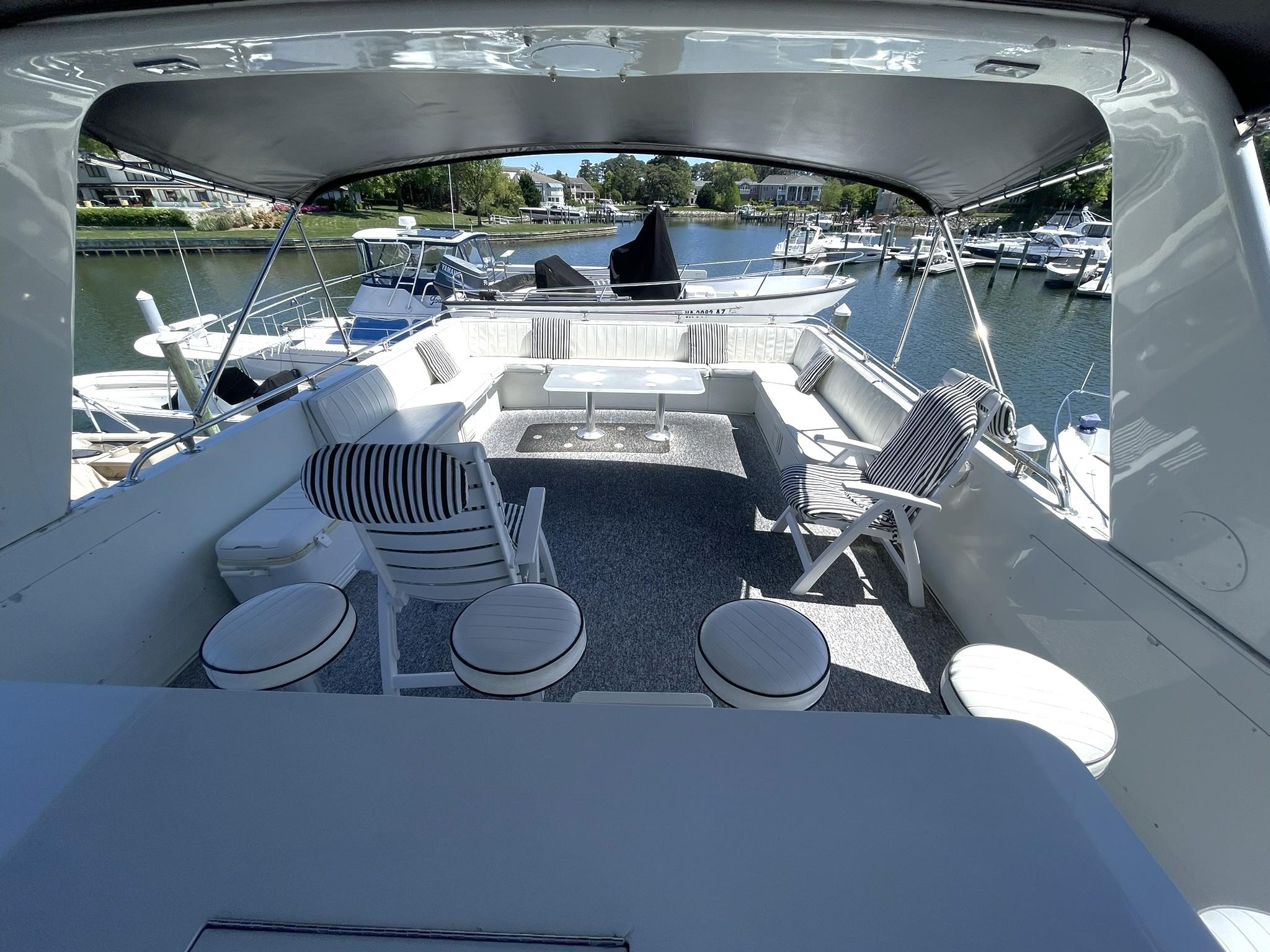 Hatteras-80 Cockpit Motor Yacht 1989-GENTLE BEN VA-US-HUGE BRIDGE LOUNGE SEATING LOOKING AFT-9784968 | Thumbnail