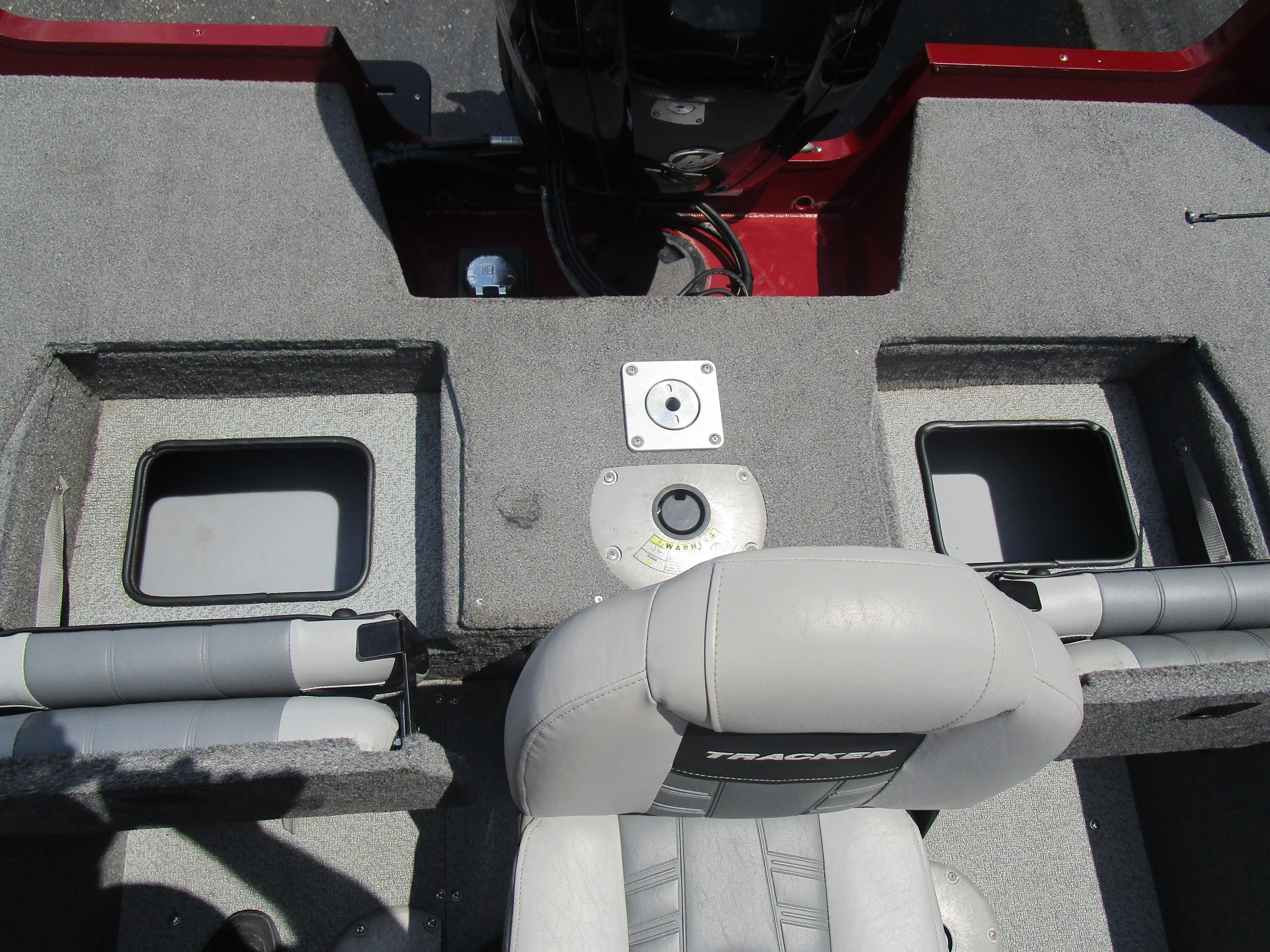2017 Tracker PGV175 COMBO boat interior with seating and storage compartments.
