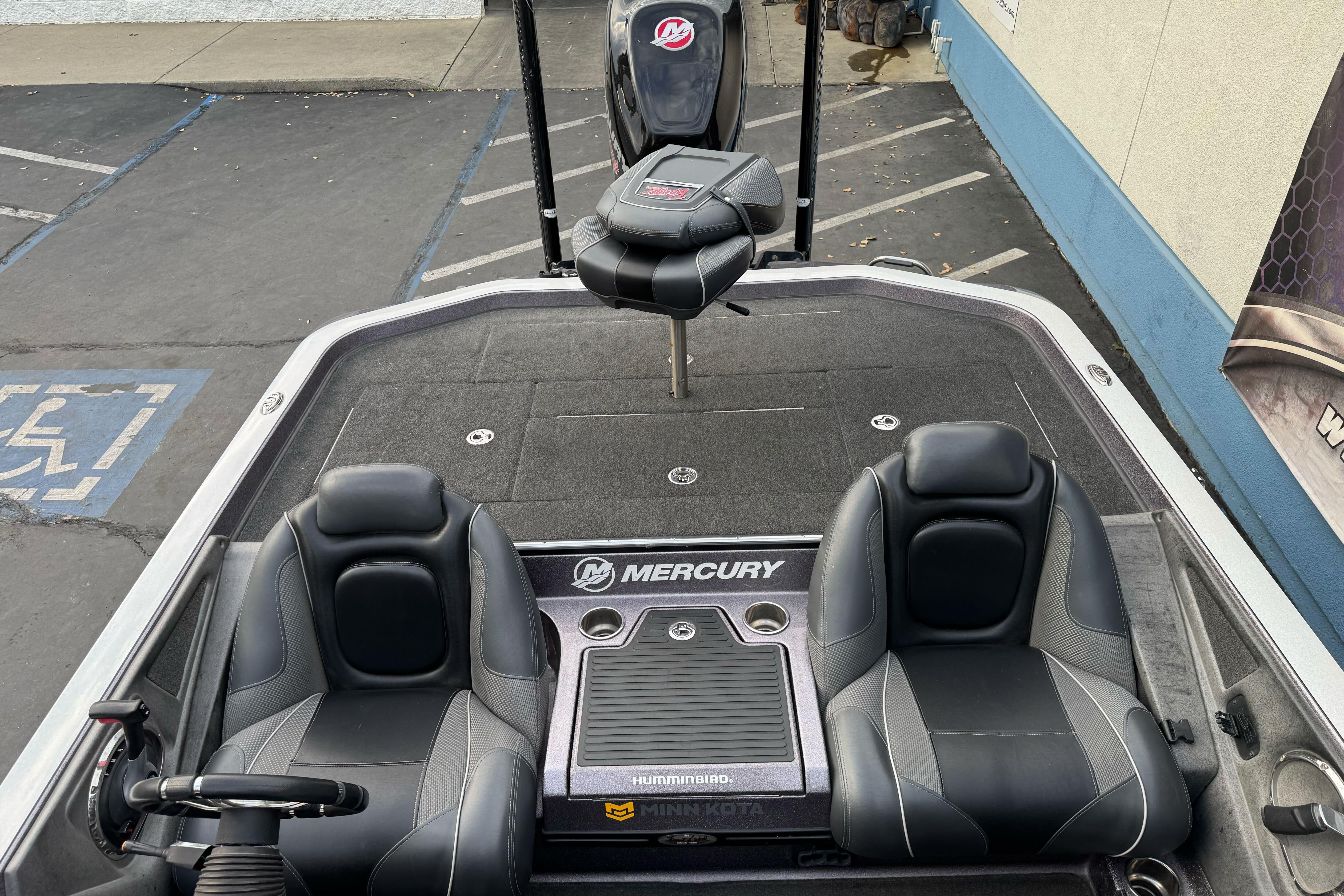 2016 Ranger Z521 Comanche boat interior with Mercury branding and dual seats.