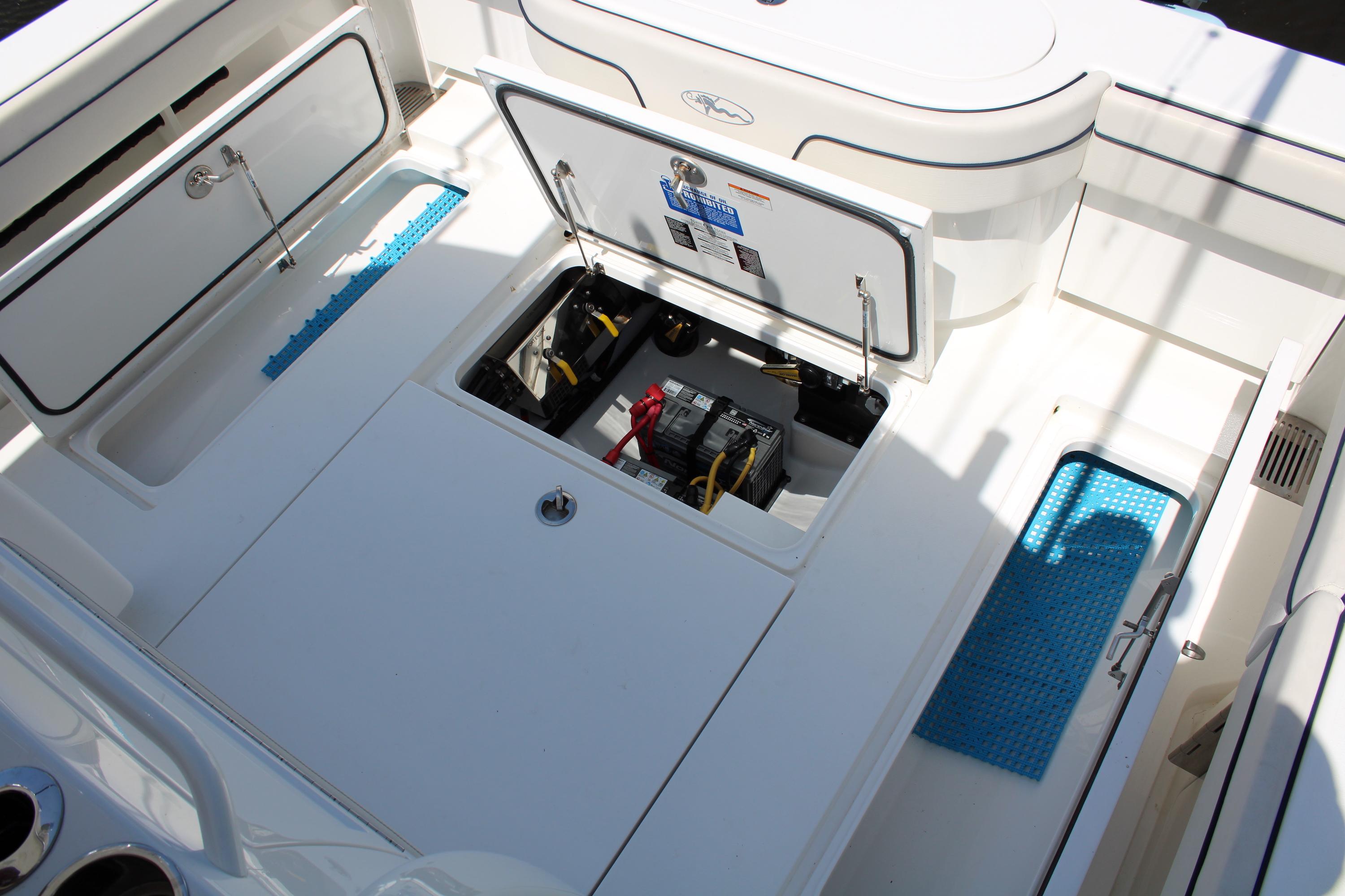 Valhalla 33 No Way Jose - Deck Access to Batteries, Port and Starboard In Deck Storage