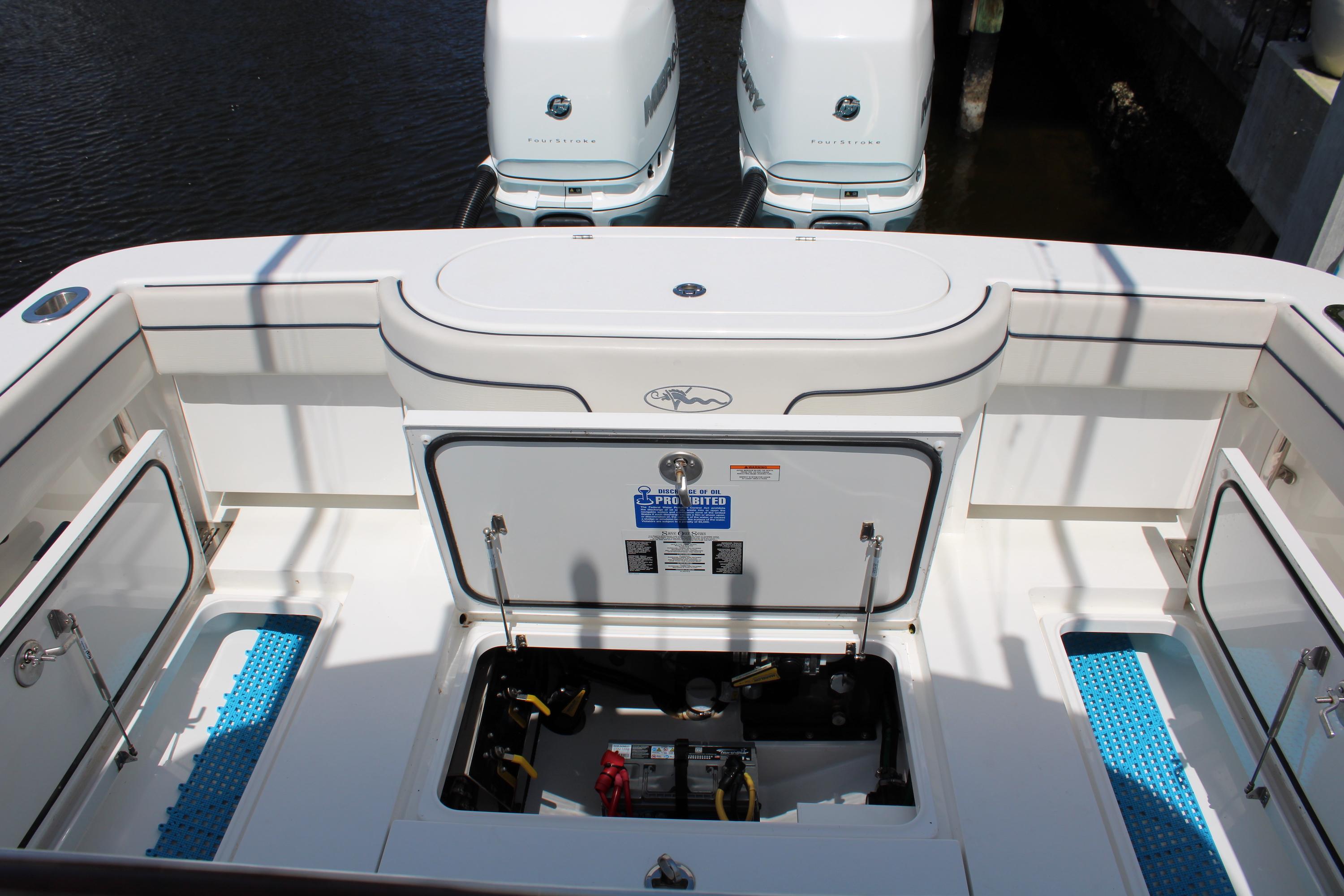 Valhalla 33 No Way Jose - Deck Access to Batteries, Port and Starboard In Deck Storage