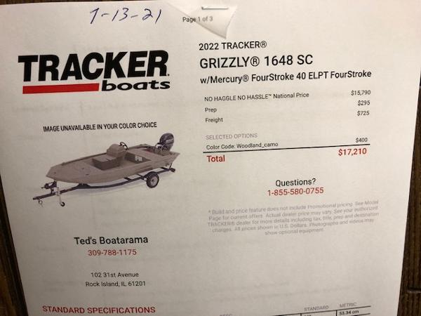 2022 Tracker Boats boat for sale, model of the boat is Grizzly 1648SC & Image # 10 of 10