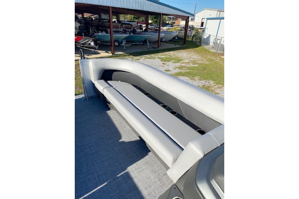 2026 Sun Tracker Party Barge 18 DLX with spacious seating and cup holders.