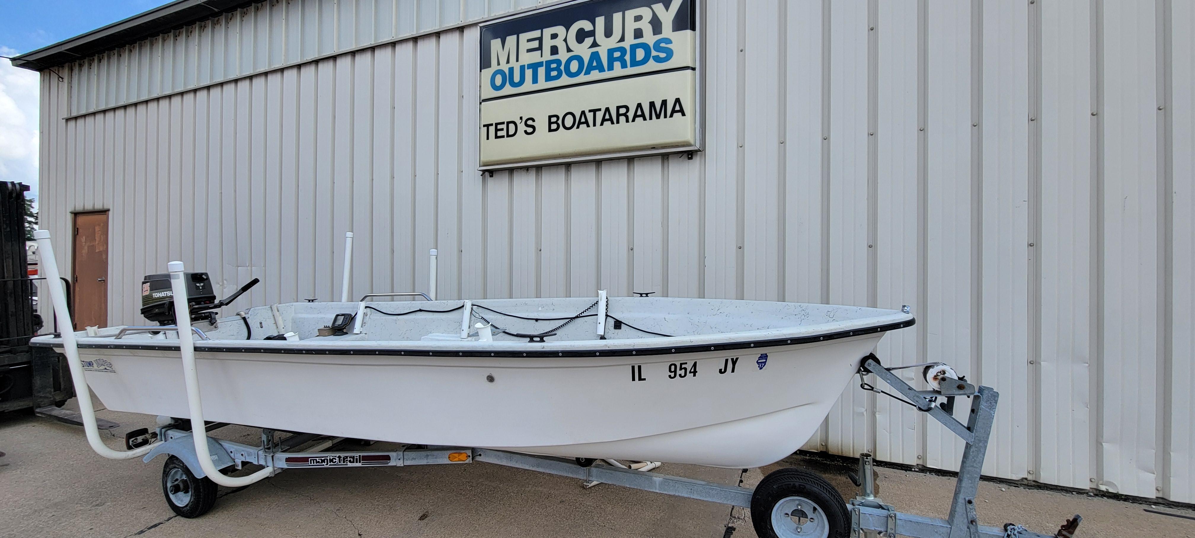 1996 Tracker Pro Angler V 16 boat on trailer at Ted's Boatarama.