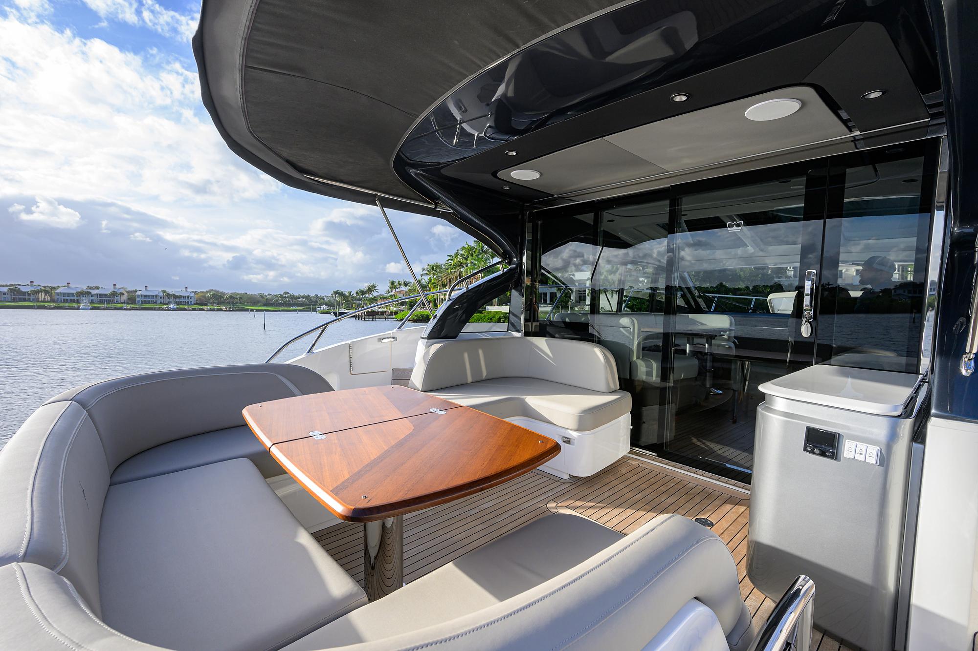 Princess 50 4C's - Aft Deck Seating & Salon Entrance