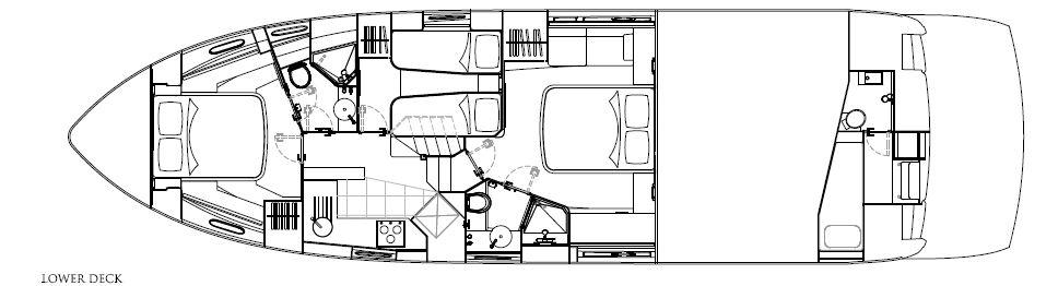 Manufacturer Provided Image: Sunseeker Mahattan 53 Lower Deck Layout Plan