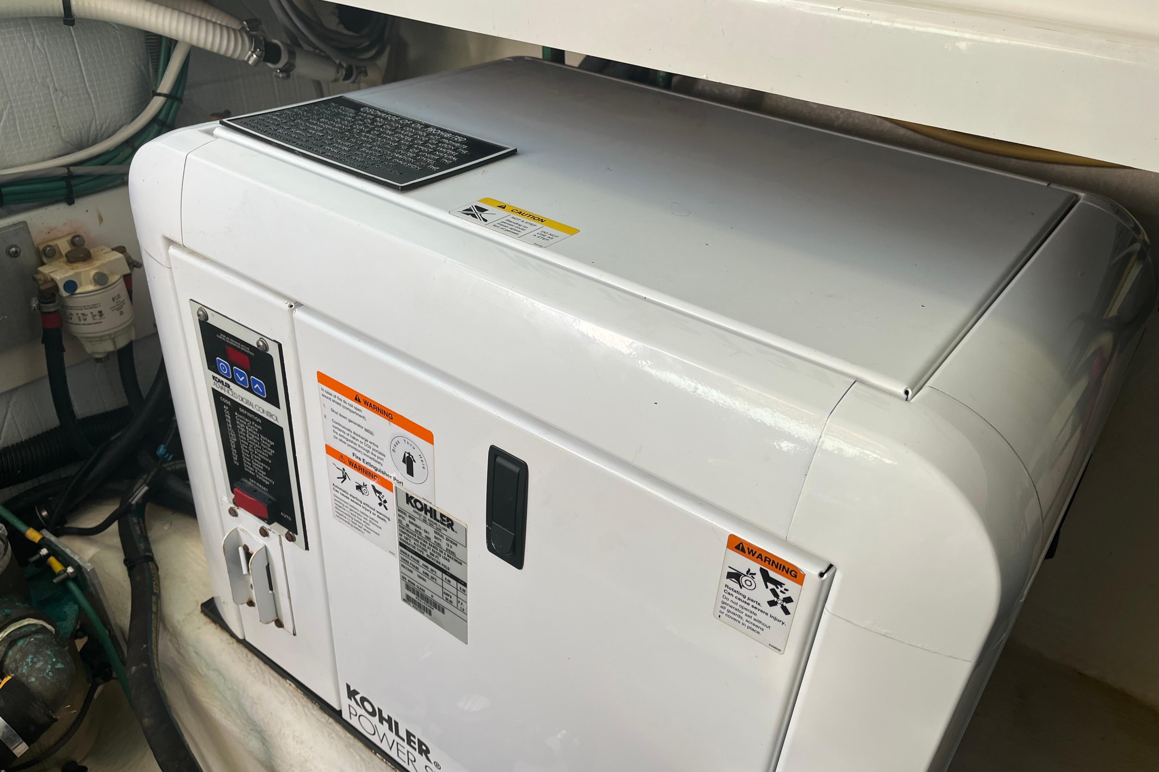 Kohler generator in 2010 Back Cove 33 Express Hardtop boat engine room.